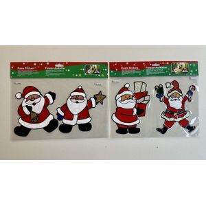 Kerst raamstickers set van 4 stuks - Kerstman + bel / ster / kerstboom (2) - 19 x 15 cm - Zelfklevende stickers - Herbruikbare PVC stickers - Kerstdecoratie - Raamdecoratie
