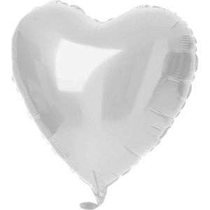 Folie ballon wit hart 45 cm