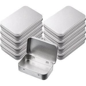 Opslag Containers Blikjes - Set van 8 Stuks Rechthoekige Metalen Lege Scharnierende Blikken Mini Draagbare Doos Voor Thuis Organisator DIY Gebruik Kleine Items Opslag
