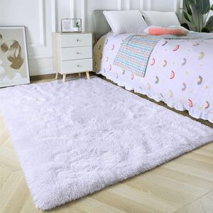 Fluffy Carpet for Living Room Plus Size Soft - Modern Living Room Girl - Fluffy Carpet for Bedroom - Pure White 160 x 230 cm