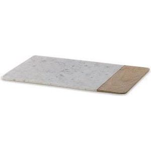 Marmeren Serveerplank - BWARI - Mangohout & Wit Marmer - Large ( 2 x 35.5 x 22 cm)