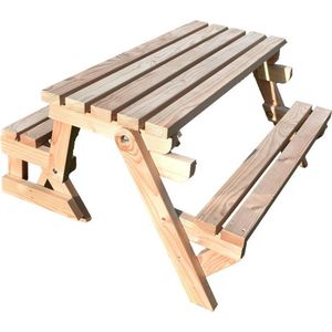 Picknicktafel en Bank - 2in1 inklapbare picknicktafel - Douglas hout 2-4 personen - Compleet gemonteerd afgeleverd!