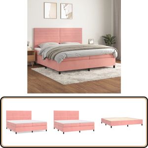 vidaXL Boxspring Fluweel Roze 200x200 cm Boxspringbed - Fluweel Bed - Velvet Bed - Rosé Bed - King Size Bed