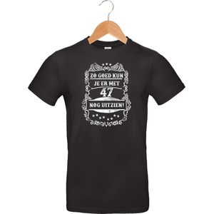 Zo goed met - 47 jaar - T-Shirt Classic - 100% katoen - leeftijd - geboortejaar - verjaardag en feest - cadeau - kado - unisex - zwart - maat XXL