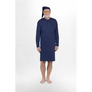 Martel Mikolaj heren nachthemd met lange mouwen- 100% katoen- marineblauw XXL