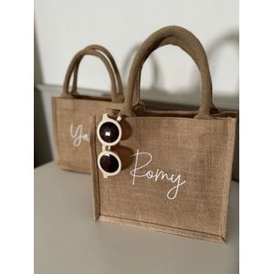 Jute Shopper Bag mini met naam te personalizeren + gratis zonnenbril (kind)