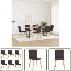 The Living Store Eetkamerstoelen 6 st stof donkerbruin - Eettafelstoel - Eetkamerstoel - Donkere Stoel - Comfortabele Stoel - Modern Meubilair