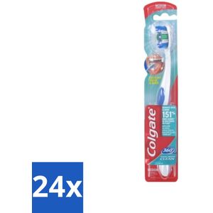 Colgate - Tandenborstel - 360 Whole Mouth Clean Medium - Wit/Blauw - 1 Tandenborstel - Voordeelverpakking - 24 stuks