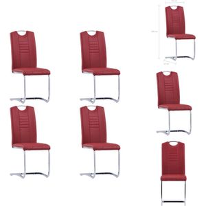 vidaXL Zwevende Eetkamerstoelen - Set van 4 - Rood - 42 x 52 x 100 cm - Kunstleer - Eetkamerstoel