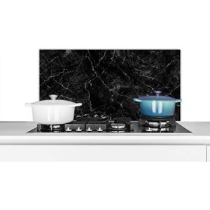 Spatscherm keuken 90x45 cm - Kookplaat achterwand Marmer - Keramiek - Lijn - Muurbeschermer - Spatwand fornuis - Hoogwaardig aluminium