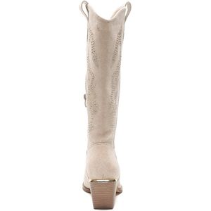 SmileFavorites® Dames Cowboylaarzen met Hak - Beige - Suedine - Maat 37