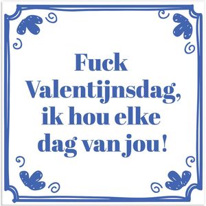 HD Tegeltje Valentijn: Fuck Valentijnsdag, ik hou elke dag van jou + Plakhanger