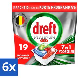 Dreft - Platinum Plus All In One - 7-in-1 Vaatwascapsules - Anti-Mat Technologie - 16 Capsules - Voordeelverpakking - 6 stuks