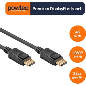 Powteq - 10 meter premium displayport kabel - Displayport 1.2 - Gold-plated