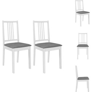 vidaXL Eetstoelen Set - Massief Hout - 40x49x88.5 cm - Wit en Grijs - Eetkamerstoel