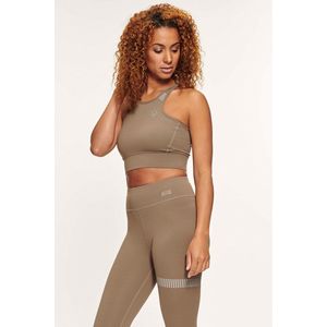 Active Panther T-shirt Jessy Tanktop Solid Taupe, Tanktop voor dames, mouwloos, sportbeha, rouwen hoge hals lange sport beha racerback crop top yoga tanktop met ingebouwde beha