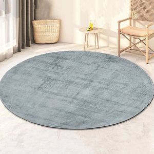 Milan Königlich Viscose Vloerkleed Rond Laagpolig Blauw - 115 CM ROND