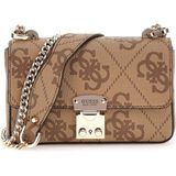 Guess Eliette Logo Mini Convertible X Flap Dames Schoudertas - Latte Logo