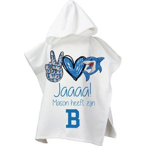 Strandponcho met naam kind-zwemdiploma B-jongens-cadeau afzwemmen-poncho handdoek voor kinderen met capuchon-zwemponcho-badcape