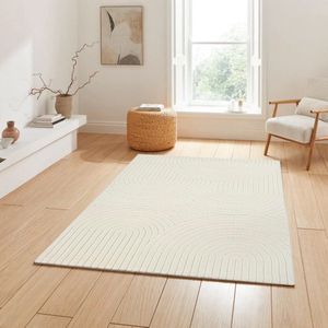 Flycarpets Laagpolig Delia Japandi Halve Cirkels - Vloerkleed - creme - 160x220 cm