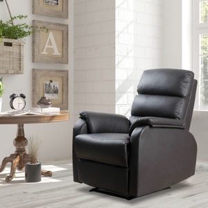 Ontspan leunstoel tv -fauteuil fauteuil leugenstoel hoekige bureau met CPU -stand verstelbare ergonomische synthetisch leer bruin 75x 92x9cm