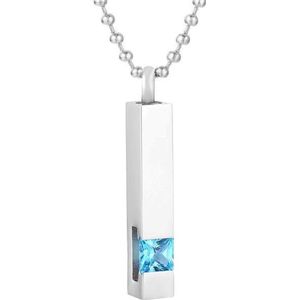 Fako Bijoux® - Ketting - Ashanger / Assieraad - Pilaar Zirkonia - Lichtblauw