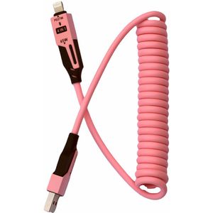 ChargNgo 4in1 Fast Charging Spring Data Cable - Laadkabel - USB-A - USB-C - Lightning Snellaadkabel 60 Watt - Roze