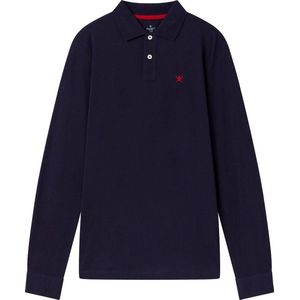 Hackett - LS Polo Donkerblauw - Slim-fit - Heren Poloshirt Maat XXL