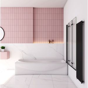 Zwart 3-delig douchescherm 130x140 cm, 6 mm helder NANO veiligheidsglas