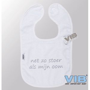 VIB® - Slabbetje Luxe velours - Net zo stoer als mijn oom (Wit) - Babykleertjes - Baby cadeau