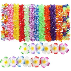 Kleurrijke Hawaiiaanse Bloem Ketting Set - 12 Kleuren - Feestsfeer Verbeteren