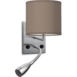 Home Sweet Home wandlamp Bling - wandlamp Read inclusief lampenkap en LED Leeslamp - lampenkap 16/16/15cm - geschikt voor E27 LED lamp - taupe