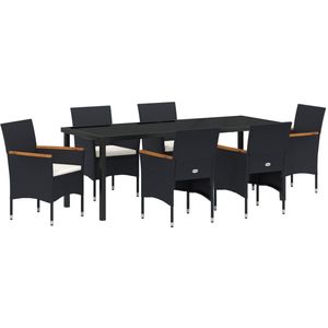 vidaXL - 7 - Delige - Tuinset - Zwart - Poly - Rattan