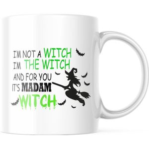 Halloween Mok met tekst: It's madam witch - groen | Halloween Decoratie | Grappige Cadeaus | Koffiemok | Koffiebeker | Theemok | Theebeker