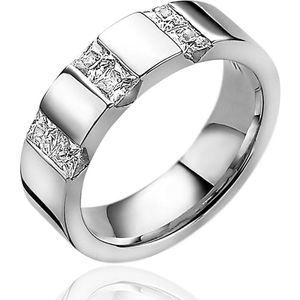 Mart Visser by ZINZI zilveren ring met princess geslepen zirconia's MVR20