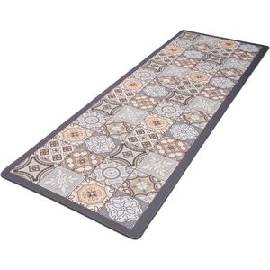 RECYCO Kitchen Runner, Kitchen Mat, PVC, 60 x 180 cm, 10 mm Thick, Non-Slip, Waterproof, Washable Kitchen Rug Runner, Kitchen, Anti-Fatigue Carpet Runner (Tiles)