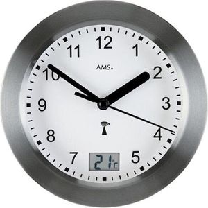 AMS badkamer - Klok - Rond - RVS - �17 cm - Wit