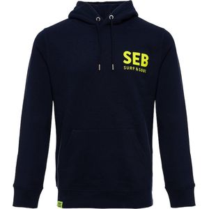 SEB Hoodie Navy - Neon Yellow | Hooded sweater - Heren - Blauw - Neon - Organisch katoen