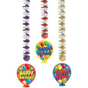 Hangdecoratie Happy Birthday - 3 stuks