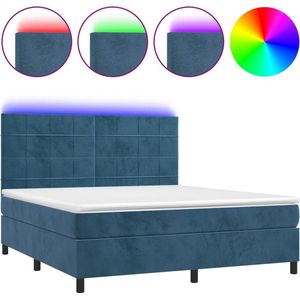 vidaXL-Boxspring-met-matras-en-LED-fluweel-donkerblauw-160x200-cm