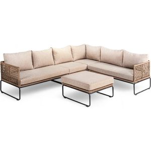 Loungeset / Hoekset Knox Taupe inclusief hocker