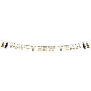 Letterslinger - Happy new year - Met franjes - tassels - Goud - Happy 2022 - Oud en nieuw