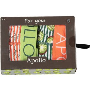 Apollo - Boxershorts heren - Happy Fruit - Oranje/Groen - Maat S - Cadeaudoos - Geschenkdoos - Geschenkdoos met deksel - Giftbox mannen - Cadeaudoos vierkant