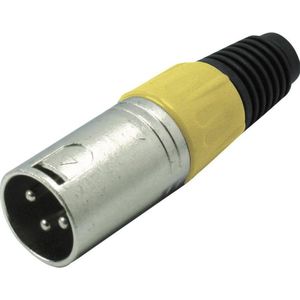 XLR 3-pins (m) connector met plastic trekontlasting - grijs/geel