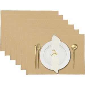 Set van 6 Elegante Tafelmatten voor Keuken- en Eettafel in Katoenmix, 33 x 48 cm