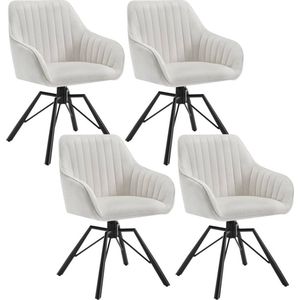 Rootz roterende eetkamerstoelen set van 4 - fluwelen fauteuils - draaistoelen - 360 graden rotatie, comfortabel en stevig - 58 cm x 83,5 cm x 53,5 cm