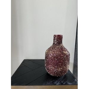 Vaas Ø13x21 cm ABIGI glas bordeaux goud