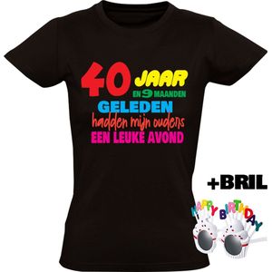 40 jaar Dames T-shirt + Happy birthday bril - verjaardag - jarig - feest - 40e verjaardag - grappig