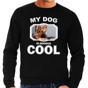 Duitse herder honden trui / sweater my dog is serious cool zwart - heren - Duitse herders liefhebber cadeau sweaters XL