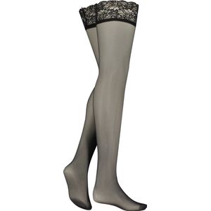 Hunkemöller Stay up Beenmode 15DEN met kant Anti Ladder - zwart - Maat S/M